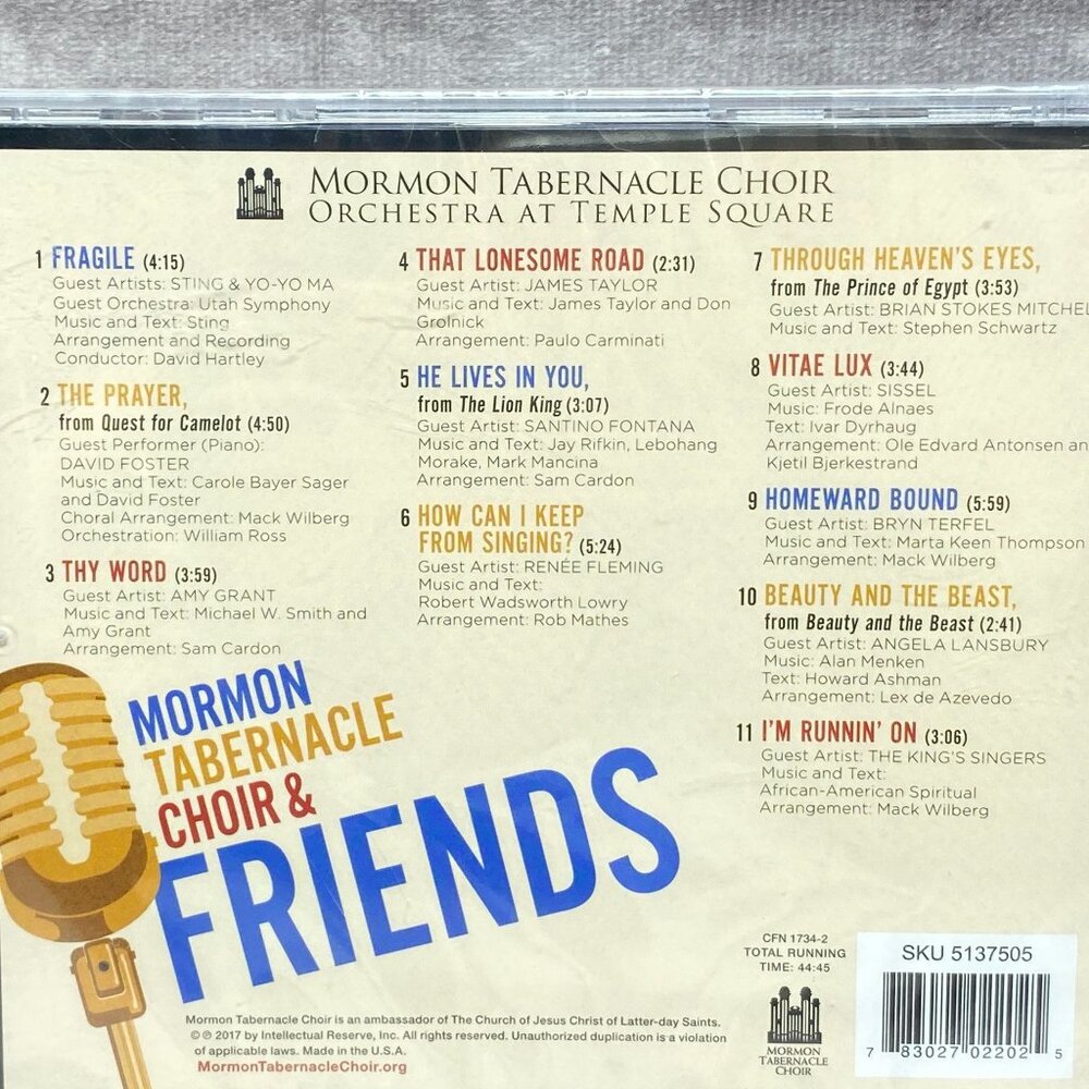 Mormon Tabernacle Choir Orchestra at Temple Square (2017, CD) New Catalog # CFN - Picture 3 of 3